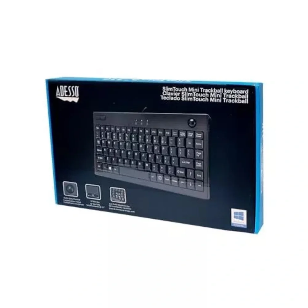Adesso AKB-310UB - Mini Trackball USB Keyboard, Black